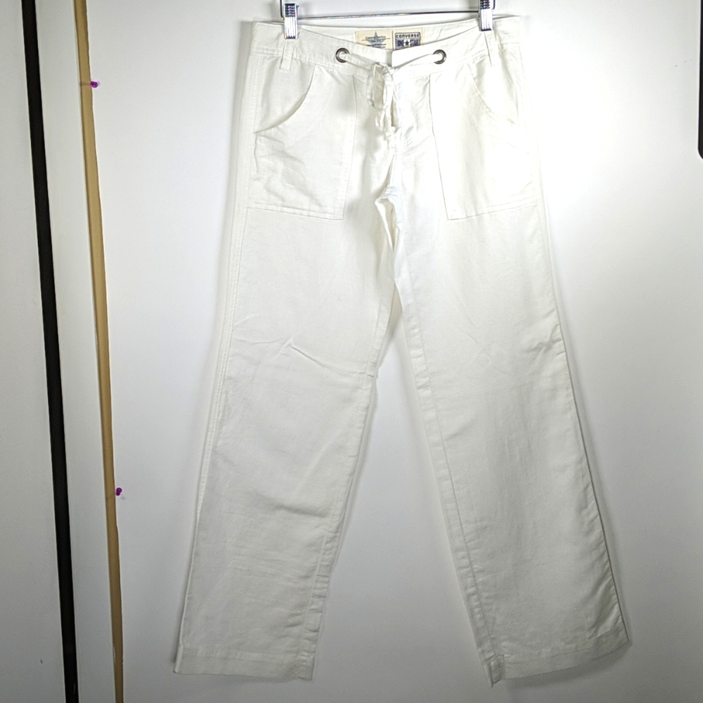 Converse One Star White front-tie wide leg pants